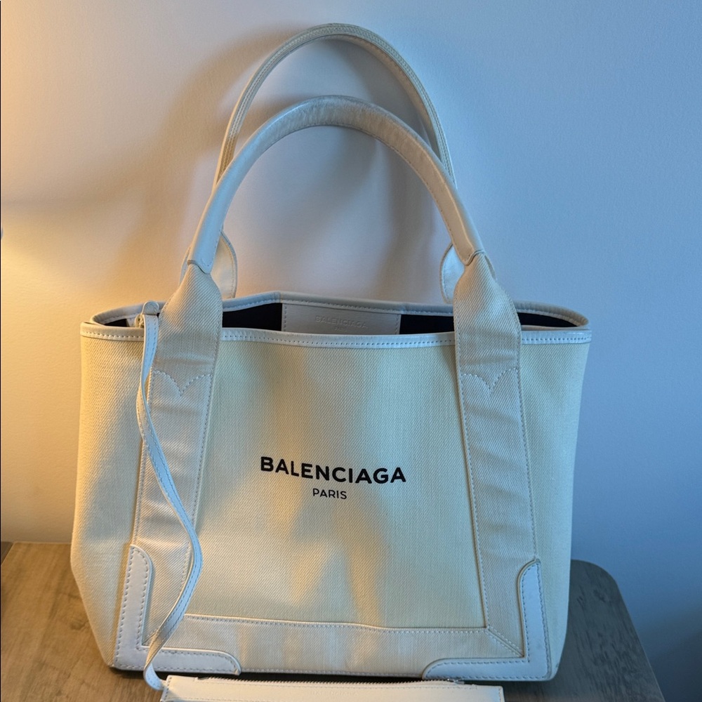 Balenciaga Cabas Cream and White Tote Bag